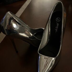 Nasty Gal Metallic Silver Heels